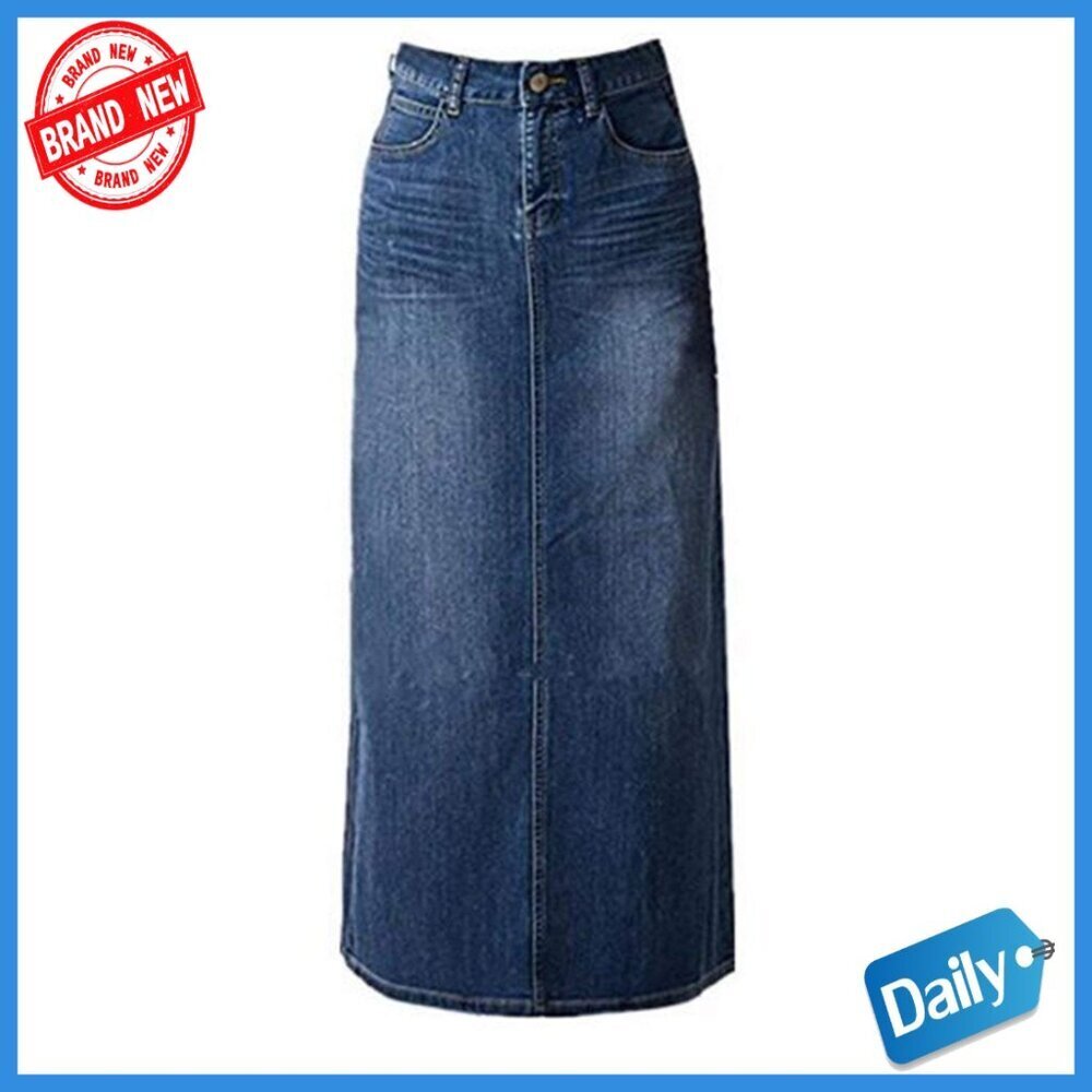 High Waisted Maxi Denim Skirt A-Line Pencil Casual Long
